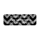 Silver Glitter Chevron Return Address Label (Voorkant)