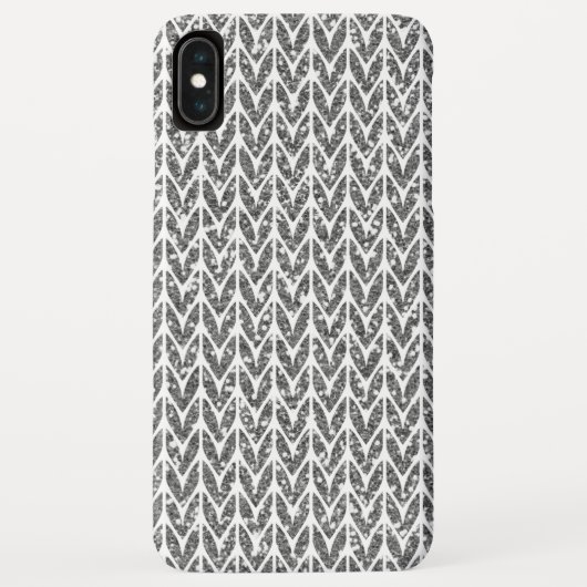 Silver Glitter Chevrons Knit Style Print Case-Mate iPhone Case (Achterkant)