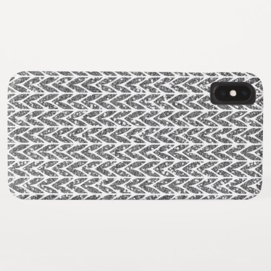 Silver Glitter Chevrons Knit Style Print Case-Mate iPhone Case (Achterkant (horizontaal))