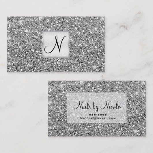 Silver Glitter Chic Glam Glitzy Salon Spa Visitekaartje (Voorkant / Achterkant)