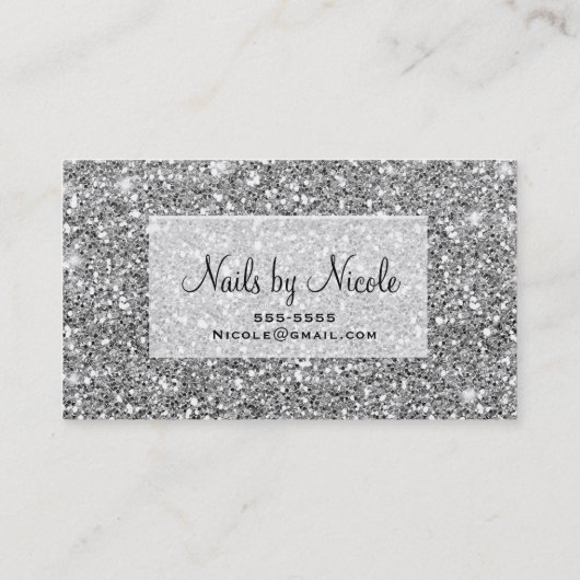 Silver Glitter Chic Glam Glitzy Salon Spa Visitekaartje (Achterkant)