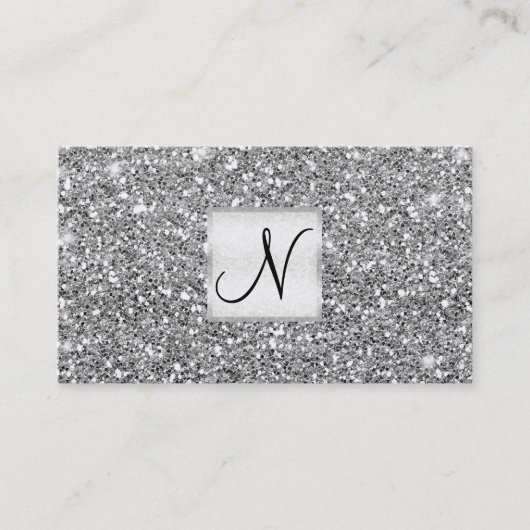 Silver Glitter Chic Glam Glitzy Salon Spa Visitekaartje (Voorkant)
