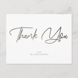 Silver Glitter Chic & White Hartelijk dank Briefkaart