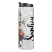 Silver Glitter Christmas Fairy Aangepaste naam Thermosbeker (Geroteerd rechts)