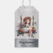 Silver Glitter Christmas Fairy Cadeaulabel (Voorkant)