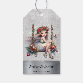 Silver Glitter Christmas Fairy Cadeaulabel