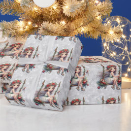 Silver Glitter Christmas Fairy Cadeaupapier