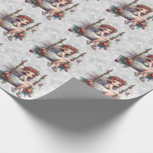 Silver Glitter Christmas Fairy Cadeaupapier (Hoek)
