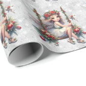 Silver Glitter Christmas Fairy Cadeaupapier (Rol Hoek)