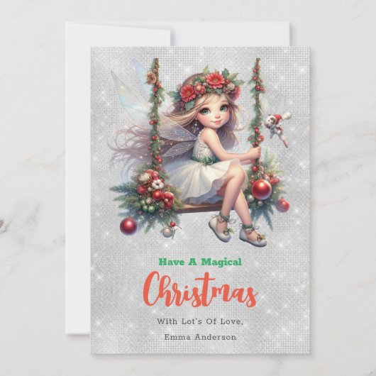 Silver Glitter Christmas Fairy | feestdagenkaart (Voorkant)