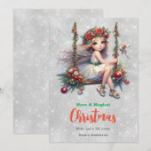 Silver Glitter Christmas Fairy | feestdagenkaart (Voorkant / Achterkant)