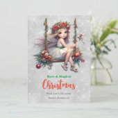 Silver Glitter Christmas Fairy | feestdagenkaart (Staand voorkant)