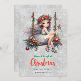 Silver Glitter Christmas Fairy | feestdagenkaart