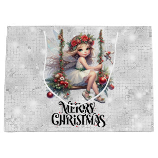 Silver Glitter Christmas Fairy Groot Cadeauzakje