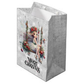Silver Glitter Christmas Fairy Medium Cadeauzakje (Voorkant Gekanteld)