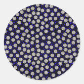 Silver Glitter-cirkels en blauwe Stippen Ronde Sticker (Voorkant)