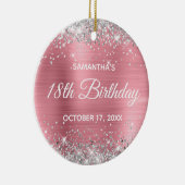 Silver Glitter Classic Pink Folie 18th Birthday Keramisch Ornament (Rechts)