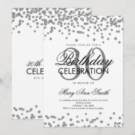 Silver Glitter Confetti 30th Birthday Wit Kaart