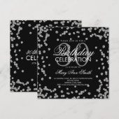 Silver Glitter Confetti 30th Birthday Zwart Kaart (Voorkant / Achterkant)