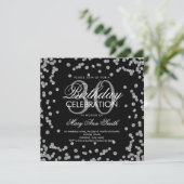 Silver Glitter Confetti 30th Birthday Zwart Kaart (Staand voorkant)