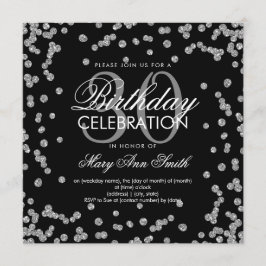 Silver Glitter Confetti 30th Birthday Zwart Kaart