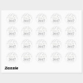 Silver Glitter Confetti Afstuderen 2017 Ronde Sticker (Vel)
