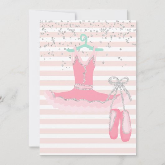 Silver glitter confetti ballerina chic1st verjaard kaart (Achterkant)