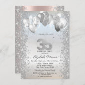 Silver Glitter Confetti Ballonnen 35e Verjaardag Kaart (Voorkant / Achterkant)