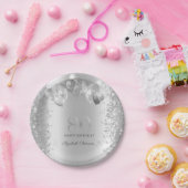 Silver Glitter Confetti Balloons 80e Verjaardag Papieren Bordje (Feest)