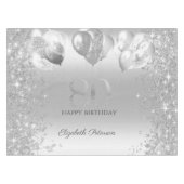 Silver Glitter Confetti Balloons 80e Verjaardag Tafelkleed (Voorkant (Horizontaal))