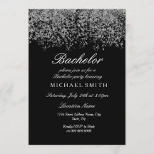 Silver Glitter Confetti Black Bachelor Party