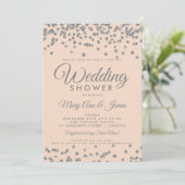 Silver Glitter Confetti Blush Couple's Shower Kaart (Staand voorkant)