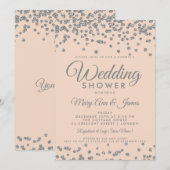 Silver Glitter Confetti Blush Couple's Shower Kaart (Voorkant / Achterkant)