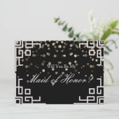 Silver Glitter Confetti Border Lijst Maid of Honor Kaart (Staand voorkant)