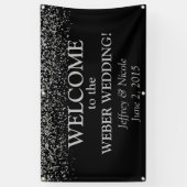 Silver Glitter Confetti Custom Wedding Banner (Verticaal)