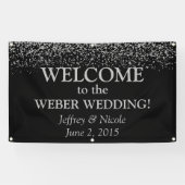 Silver Glitter Confetti Custom Wedding Banner (Horizontaal)