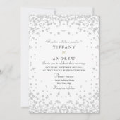 Silver Glitter Confetti Elegant Wedding Invitation Kaart (Voorkant)
