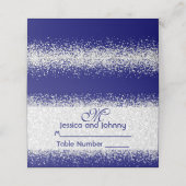 Silver Glitter Confetti en Royal Blue Plaatskaartje (Buitenkant ongevouwen)