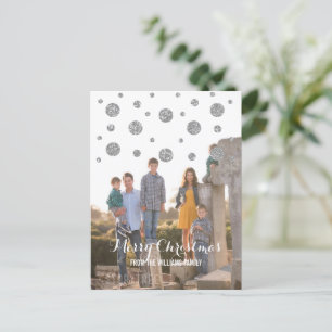 Silver Glitter Confetti Holiday Foto Briefkaart