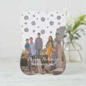 Silver Glitter Confetti Holiday-fotokaart Feestdagenkaart (Staand voorkant)
