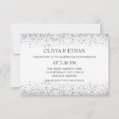 Silver Glitter Confetti op Pure Black avond RSVP Kaartje (Achterkant)