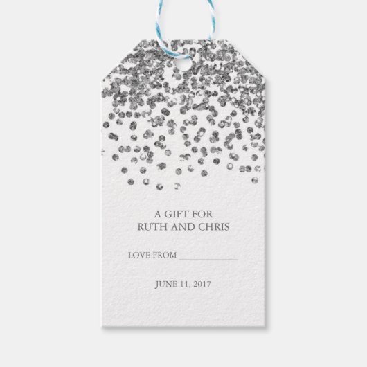 Silver Glitter Confetti Party Labels Cadeaulabel (Voorkant)