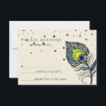 Silver Glitter Confetti Peacock Feather Blue RSVP<br><div class="desc">Deze prachtige kaart is voorzien van White Silver Glitter Confetti cards met de woorden RSVP scripted a colorful peace vether design. Deze dankuwel is een kalligrafiescript en een pauw vether. perfect voor bruiloften,  afstuderen en andere levenvieringen.</div>