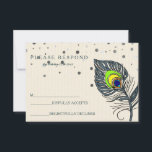 Silver Glitter Confetti Peacock Feather Blue RSVP<br><div class="desc">Deze prachtige kaart is voorzien van White Silver Glitter Confetti cards met de woorden RSVP scripted a colorful peace vether design. Deze dankuwel is een kalligrafiescript en een pauw vether. perfect voor bruiloften,  afstuderen en andere levenvieringen.</div>