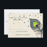 Silver Glitter Confetti Peacock Feather Blue RSVP Kaartje<br><div class="desc">Deze prachtige kaart is voorzien van White Silver Glitter Confetti cards met de woorden RSVP scripted a colorful peace vether design. Deze dankuwel is een kalligrafiescript en een pauw vether. perfect voor bruiloften,  afstuderen en andere levenvieringen.</div>