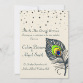 Silver Glitter Confetti Peacock Feathers Wedding Kaart (Voorkant)