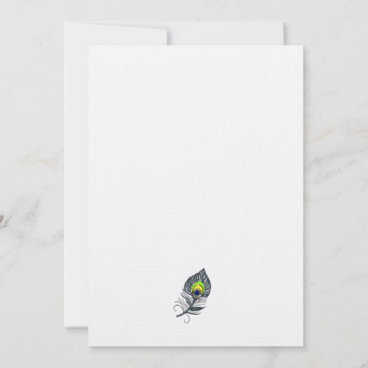 Silver Glitter Confetti Peacock Feathers Wedding Kaart (Achterkant)