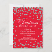 Silver Glitter Confetti Red Christmas Holiday Kaart (Voorkant)