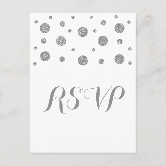 Silver Glitter Confetti Response Briefkaart (Voorkant)