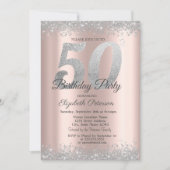 Silver Glitter Confetti Roos Gold 50ste verjaardag Kaart (Voorkant)